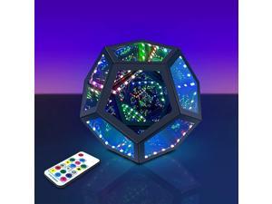 Infinity Dodecahedron Gaming Light, Cool RGBW Led Desk Table lamp Light for Bedroom Gaming Room Decor, USB Color Mood Changing Ambient Night Lighting lamp for Adult Children