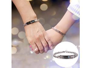 Valentines Day Gift Creative Trendy Titanium Steel Couple Bracelet for Men, Engraved Words Style (Gold + Red) Valentines Day Gift Creative Trendy Titanium Steel Couple Bracelet for Men, Engraved Words Style (Gold + Red)