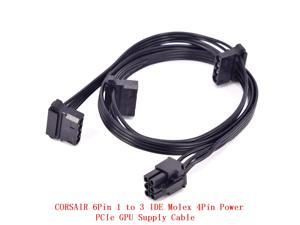PCI-e 6Pin 1 to 3 IDE Molex 4Pin Power Supply Cable for CORSAIR CS CX HX RM Series CS450M CS550M CS650M CS750M CS850M CX450M CX650MX CX750M HX1050 HX850 HX750 HX650 RM450 RM550