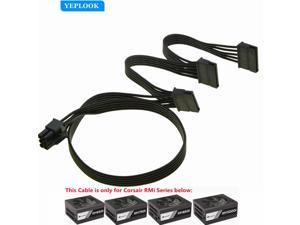 PCIe 6Pin to 3 SATA Straight SSD Power Supply Cable For Corsair RMi Series Modular PSU RM650i RM750i RM850i RM1000i 18AWG