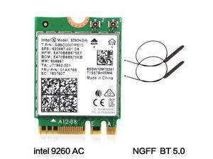 Intel 9260 9260NGW NGFF Dual Band 1730Mbps Wireless-AC WiFi BT 5.0 + Antenna