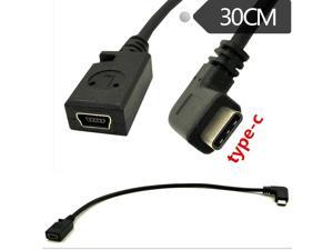 Right Angle USB-C Charging Cable, USB 3.1 Type C Male to Mini USB (Mini B) Female Converter Cable Cord 0.3m Right Angle USB-C Charging Cable, USB 3.1 Type C Male to Mini USB (Mini B) Female Converter Cable Cord 0.3m