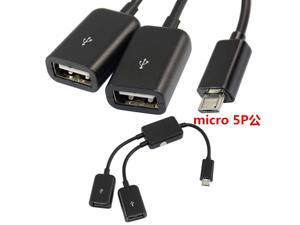 USB Hub 2.0 Micro 5pin Plug to 2 A Female Port Adapter Cable Converter USB Hub 2.0 Micro 5pin Plug to 2 A Female Port Adapter Cable Converter