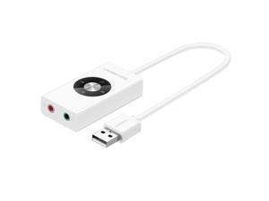 Ugreen External USB 2.0 Stereo USB Sound Card Mic Speaker 3.5mm Audio Jack Cable Adapter for PC Laptop, Free Drive