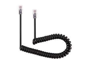 4 Core Male to Male RJ11 Spring Style Telephone Extension Coil Cable Cord Cable, Stretch Length: 2m(Black)
