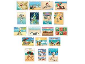 Ultimate Beach Christmas Card Variety Pack - 36 Beach Cards & Envelopes - 18 Different Beach Designs