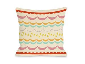 One Bella casa Lilly Scallops Throw Pillow by OBc, 18x 18, Ivory/Multi