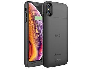 Alpatronix iPhone XsX Battery Case 4200mAh Slim Portable Protective Extended Charger Cover with Qi Wireless Charging Compatible with iPhone Xs  iPhone X 58 inch BXX  Black