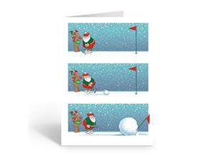 Snowball Putting Christmas Card - Funny Golf Christmas Cards - 18 Cards & Envelopes