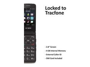 Tracfone Carrier-Locked Alcatel MyFlip 4G Prepaid Flip Phone- Black - 4GB - Sim Card Included - CDMA (TFALA405DCP)