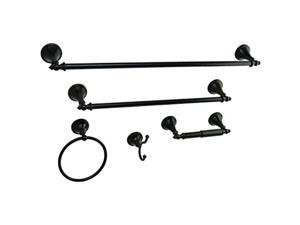 Kingston Brass Naples 5-Piece Accessory Set with 18 & 24 Towel Bar Towel Ring Robe Hook & Toilet Paper Holder Oil Rubbed Bronze