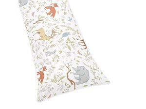 Sweet Jojo Designs Blue Grey and White Woodland Deer Fox Bear Animal Toile Collection Full Length Double Zippered Body Pillow Case Cover