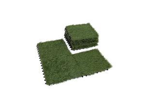 Golden Moon Artificial Grass Turf Tile Interlocking Self-draining Mat 1x1 ft 1.5 in Pile Height 9 Pack
