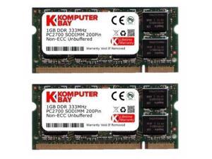 KOMPUTERBAY 2GB (2x1GB) DDR SODIMM (200 pin) 333Mhz DDR333 PC2700 Laptop Memory