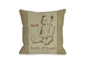 One Bella casa New Best Friend Bear Throw Pillow by Kate Ward Thacker, 18x 18, Multi