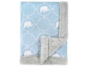 Hudson Baby Plush Blanket with Furry Binding & Back, Elephant