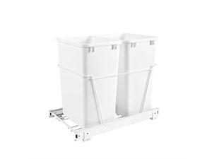 Rev-A-Shelf RV-18PB-2 S Double 35-Quart Pull-Out Kitchen Waste Containers, White