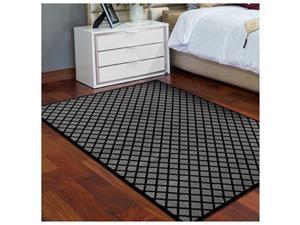 Superior Davenport Collection Area Rug 8mm Pile Height with Jute Backing Classic Diamond Grid Pattern Fashionable and Affordable Woven Rugs - 4 x 6 Rug Black & Grey