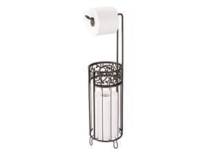 iDesign Vine Metal Free Standing Toilet Paper Tissue Holder, Cannister for Kids, Guest, Master, Office Bathroom, 6.25" x 7" x 25", Bronze