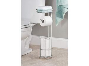 iDesign classico Free Standing Toilet Paper Holder with Shelf for Bathroom - chrome