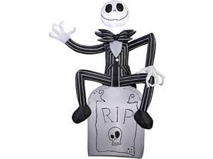 Gemmy Halloween Inflatable Outdoor Scarecrow A Nightmare Before Christmas Jack Skellington On Tombstone Decoration Airblow Inflatable 5 x 35