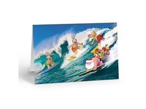 Surfing a Big Wave - Surfing Christmas Card - 18 Surf Cards & Envelopes