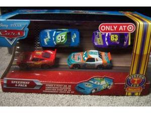 Disney / Pixar CARS Movie Exclusive 155 Die Cast Piston Cup Nights Speedway 4Pack Spare O Mint, Lightning McQueen, Sputter Stop Transberry Juice Disney / Pixar CARS Movie Exclusive 155 Die Cast Piston Cup Nights Speedway 4Pack Spare O Mint, Lightning McQueen, Sputter Stop Transberry Juice