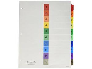 Wilson Jones MultiDex Index Dividers 10 Tabs for 85 x 11 Inch Sheets Multicolored Tabs Numbered in Black (W91003B)