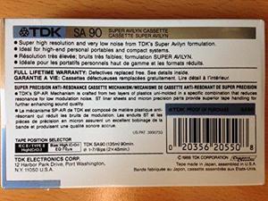 TDK SA 90 minute Super High Resolution Type II Audio Cassette Tape TDK SA 90 minute Super High Resolution Type II Audio Cassette Tape