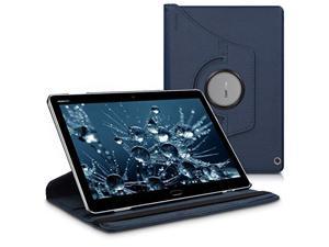 kwmobile Rotating Case Compatible with Huawei MediaPad M3 Lite 10  Case PU Leather Tablet Cover with Stand  Dark Blue