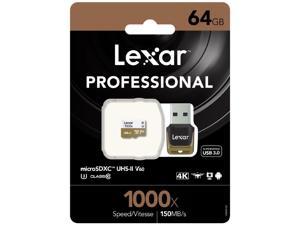 Lexar Professional 1000x 64GB microSDXC UHS-II Card - Upto 150MB/s U3 C10 V60