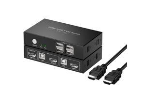 KVM Switch HDMI 2 Port Box,USB Switch selector with 4 USB 2.0 Hub Share 2 Computers, UHD 4K@30Hz, Support Wireless Keyboard and Mouse, Powered by USB,with 2 HDMI and 2 USB Cables KVM Switch HDMI 2 Port Box,USB Switch selector with 4 USB 2.0 Hub Share 2 Computers, UHD 4K@30Hz, Support Wireless Keyboard and Mouse, Powered by USB,with 2 HDMI and 2 USB Cables