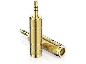 3.5mm (1/8 inch) Male to 6.35mm (1/4 inch) Female Stereo Audio Headphones Adapter, 3.5 to 6.35 mm Converter, 2 Pack-Gold Plated