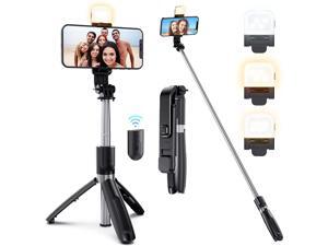 Rybozen Fill Light Selfie Stick, with Wireless Remote and Tripod Head Mount,Portable 41 Inch,Cell Phone Tripod Camera Stand for GoPro Camera/Android/iPhone 13/12/11Pro