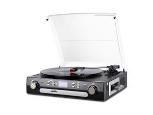 DIGITNOW Bluetooth Record Player with Stereo Speakers, with Cassette Play, AM/FM Radio, Remote Control, 3.5mm Music Output Jack