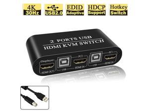 1pcs 2X1 HDMI KVM Switch Port Box 3 USB 2.0 Hub UHD 4K@30Hz 2 In 1 Out Hotkey Switch 1pcs 2X1 HDMI KVM Switch Port Box 3 USB 2.0 Hub UHD 4K@30Hz 2 In 1 Out Hotkey Switch