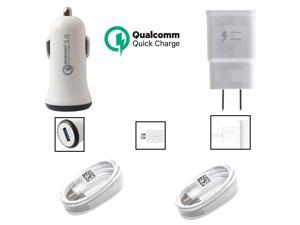Compatible with LG G Vista Phones OEM Quick Charging Kit [1 x USB Wall + 1 x USB Car Charger + 2 x Micro USB Cable] - 50% Faster Charging! - White