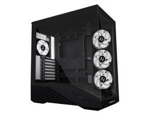 Lian Li V100 ATX Mid-Tower PC Case, 4 x 120mm ARGB PWM Fans  Pre-Installed, LED RGB Strip, Display Platform with Tempered Glass, Support 420mm GPUs, 360mm Radiator, Optimized Airflow - Black (V100RX)