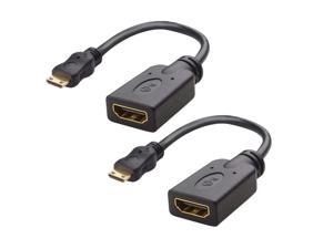 2-Pack Mini HDMI to HDMI Adapter (HDMI to Mini HDMI Adapter) 6 Inches with 4K and HDR Support for Raspberry Pi Zero and More