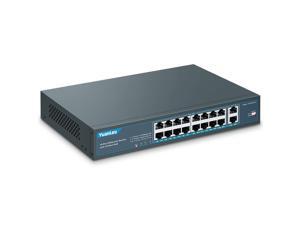 YuanLey 18 Port PoE Switch, 16 PoE+ Port 100Mbps, 2 Uplink Gigabit, 250W Built-in Power, 802.3af/at, Rackmount Unmanaged Plug and Play YuanLey 18 Port PoE Switch, 16 PoE+ Port 100Mbps, 2 Uplink Gigabit, 250W Built-in Power, 802.3af/at, Rackmount Unmanaged Plug and Play