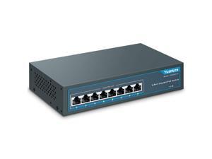 YuanLey 8 Port Gigabit PoE Switch, 8 PoE+ Ports 1000Mbps, 120W 802.3af/at, Metal Fanless Unmanaged Plug and Play YuanLey 8 Port Gigabit PoE Switch, 8 PoE+ Ports 1000Mbps, 120W 802.3af/at, Metal Fanless Unmanaged Plug and Play