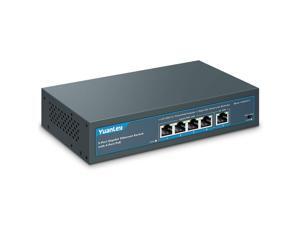 YuanLey 5 Port Gigabit PoE Switch with 4 Port PoE+ 1000Mbps, 802.3af/at 78W Built-in Power, Fanless Metal Unmanaged Plug & Play YuanLey 5 Port Gigabit PoE Switch with 4 Port PoE+ 1000Mbps, 802.3af/at 78W Built-in Power, Fanless Metal Unmanaged Plug & Play