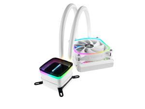 Enermax Aquafusion 120 White Addressable RGB All-in-One CPU Liquid Cooler Intel/AMD 115x/2066 AM4 Ready AIO ARGB LED Cooling w/SquA RGB PWM Fan; ELC-AQF120SQA-W Enermax Aquafusion 120 White Addressable RGB All-in-One CPU Liquid Cooler Intel/AMD 115x/2066 AM4 Ready AIO ARGB LED Cooling w/SquA RGB PWM Fan; ELC-AQF120SQA-W
