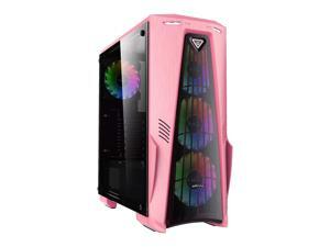 Apevia Crusader-F-PK Mid Tower Gaming Case with 1 x Full-Size Tempered Glass Panel, Top USB3.0/USB2.0/Audio Ports, 4 x RGB Fans, Pink Frame Apevia Crusader-F-PK Mid Tower Gaming Case with 1 x Full-Size Tempered Glass Panel, Top USB3.0/USB2.0/Audio Ports, 4 x RGB Fans, Pink Frame