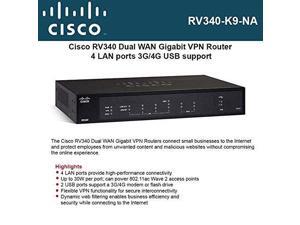 Cisco RV340-K9-NA Dual WAN Gigabit Router Cisco RV340-K9-NA Dual WAN Gigabit Router
