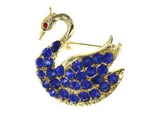 Swan Brooch-Pin With Crystal Accents Gold-Tone & Blue Colored #LQP1481 Swan Brooch-Pin With Crystal Accents Gold-Tone & Blue Colored #LQP1481
