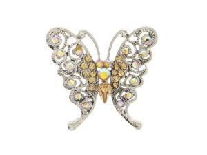 Butterfly Brooch-Pin With Crystal Accents Silver-Tone & Yellow Colored #LQP1169 Butterfly Brooch-Pin With Crystal Accents Silver-Tone & Yellow Colored #LQP1169
