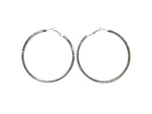 Filigree Hoop-Earrings With Crystal Accents Silver-Tone Color #LQE4224 