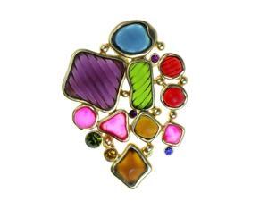 Gold-Tone & Multi Colored Metal Brooch-Pin With Stone Accents #2330 Gold-Tone & Multi Colored Metal Brooch-Pin With Stone Accents #2330