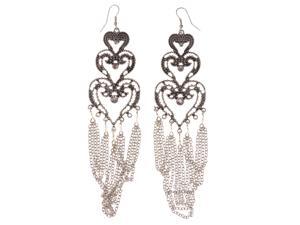 Heart AB Finish Dangle-Earrings With Crystal Accents Silver-Tone Color #4977 Heart AB Finish Dangle-Earrings With Crystal Accents Silver-Tone Color #4977